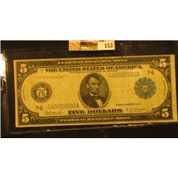 Series 1914 with Blue Seal Five Dollar Federal Reserve Note "Chicago, Illinois", Friedberg # 870, S/
