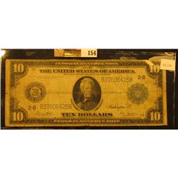 Series 1914 with Blue Seal Ten Dollar Federal Reserve Note "New York, New York", Friedberg # 911b, S