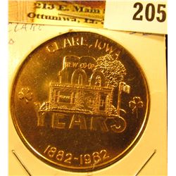 1882-1982 Clare, Iowa Centennial Medal, 39 mm, BU.