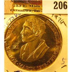 1975-76 Emmetsburg, Iowa Bicentennial Irish Dollar, 39mm, Brass, BU.