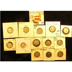 1927 P, D, 28 P, D, S, 29 P, D, S, 30 P, S, 31 P, D, & S Mercury Dimes grading up to VF.