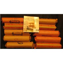 (10) Rolls of Lincoln Cents in paper wrappers, unchecked by me, but most or all appear to be "Wheat 