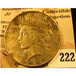 1926 S U.S. Peace Silver Dollar, Original toned AU.