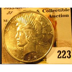 1925 P U.S. Peace Silver Dollar, AU.