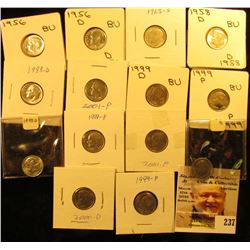 1956P, D, 58D, 60D all BU, 1963D EF Silver & (10) Clad BU Roosevelt Dimes.