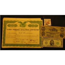 Several letters of correspondence with a 1926 Stock Certificate for Two Shares "Florida Permanent De