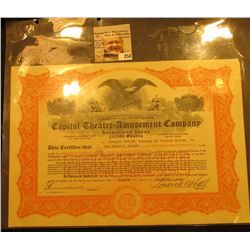 December 8, 1921 "Capitol Theatre=Amusement Company…State of New Jersey", valid for 5 shares of Pref