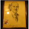 Image 1 : Black and White Sketch of 1932 Illinois Governor, Henry Horner, autographed by same "Sincerely Yours