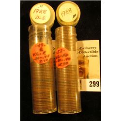 Approximately (75) 1928 P, D, & S Lincoln Cents in a pair of plastic tubes.