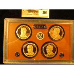 2013 S Four-piece U.S. Proof Presidential Dollar Set in original hard plastic case.