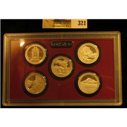 2010 S Five-piece U.S. Silver Proof Quarter Dollar Set in original hard plastic case.