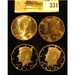 2017 P & D BU Clad Kennedy Half Dollars, Gem BU; & 2017 S Silver & Clad Superb Cameo Proof Kennedy H