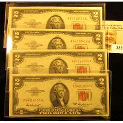 (4) Series 1953A $2 Red Seal United States Bank Notes, all Crisp Uncirculated. ($8 face value).