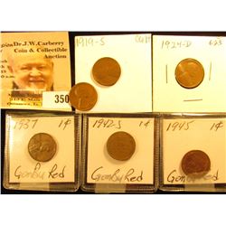 Weird wide rimmed 1927 P Cent; high grade 1937 P, 42 S, & 45 P Cents; 1919S Cent; & a Rare 1924 D Li