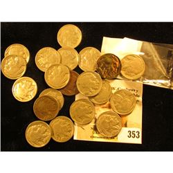 (20) Old Buffalo Nickels including one which is Gold plated and another in Littleton Coin Company ce