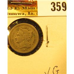 1865 U.S. Three Cent Nickel, VG.