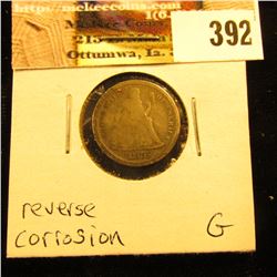 1875 S below wreath U.S. Seated Liberty Dime, Good with reverse corrosion.