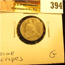 1877 P U.S. Seated Liberty Dime, Good, some scrapes.