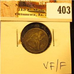 1890 P U.S. Seated Liberty Dime, VF/F.