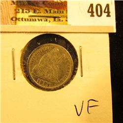 1891 P U.S. Seated Liberty Dime, VF.