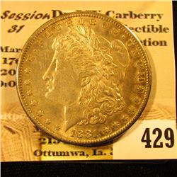 1881 S U.S. Morgan Silver Dollar, original toned almost Uncirculated.