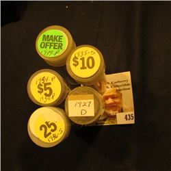 1927D, 35S, 36S, 39P, & 54P Solid Date Circulated Rolls of U.S. Lincoln "Wheat' Cents.