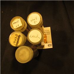 (5) Rolls of 1943 World War II Steel Cents in  plastic tubes. Circulated.