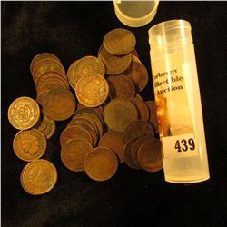(50) Old U.S. Indian Head Cents. Mixed date in a plastic tube.