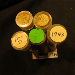 (5) Solid Date Rolls of Lincoln Cents including: 1930D, 35, 36, 43, & 52S. One or two rolls maybe sh
