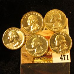 1955 P, 61 P, 62 P, 63 P, & 64 P Proof Washington Quarters.