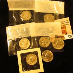 1909 P Barber Quarter in Littleton Coin Company cellophane; 1964 P & D Washington Quarters, BU; (2) 