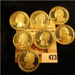 Silver Proof Washington Quarter Group: 1992S, 93S, 94S, 95S, 96S, 97S, & 98S. All stored in cointain