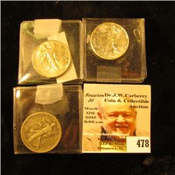 1918 P, 40 P, & 42 P Walking Liberty Half Dollars grading up to AU.