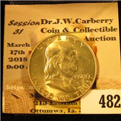 1948 D Franklin Half Dollar, Brilliant lovely toned Uncirculated.