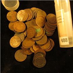 (67) Old U.S. Indian Head Cents. Mixed dates some are in a plastic tube.
