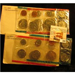 1978 & 79 U.S. Mint Sets. Both original as issued. ($7.64 face value). Originally issued at $15.00.