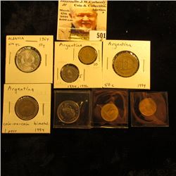 1964 Albania 50 Qindarka, KM42, Unc; Argentina: 1994 5 Centavos, KM109a.1 VF, 1992 VF & 1993 AU Ten 