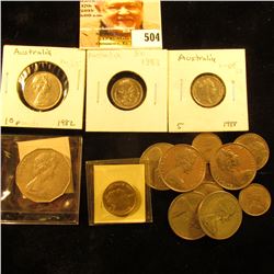 Australia Coinage: 1975 VF, 1978 VF, 1983 EF, & 88 KM64 Five Cents; (2) 1980 VF, 1981 VF, & 1982 VF 