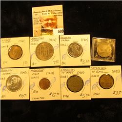 1944 Ceylon 10 cents KM118 EF; 1949 Mauritius cent KM25 UNC; 1956 Mauritas Rupee KM35.1 UNC; 1964 Re