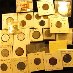 1915J Germany pfennig KM10 VF-EF;1917E Germany pfennig KM24 VF;1906D Germany 2 pfennig KM16 EF;1971F