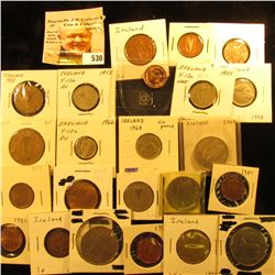 1943 Ireland halfpenny KM10 VF small  rim nick;1952 Ireland sixpence KM13a EF; 1955 Ireland sixpence