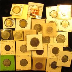 1862/1 Italy centesimo KM1.2 VF;1923 Italy 10 centesimi KM60 EF;1919 Italy 50 centesimi KM61.2 F;192