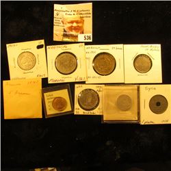 1952 Lebanon 5 piastres KM14 EF;1952 Lebanon Silver 50 piastres KM17 VF; 1952 Libya millieme KM1 UNC