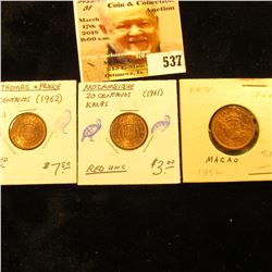 1952 Macao 10 avos 2 UNC;1961 Mozambique 20 centavos 85 UNC; & 1962 Saint Thomas & Prince 20 centavo