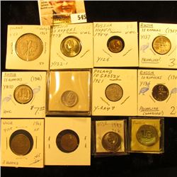 1949 Poland 10 groszy Y42a UNC;1961 Poland 10 groszy YAA47 UNC; 1960 Poland 10 zlotych Y50 EF; 1984 