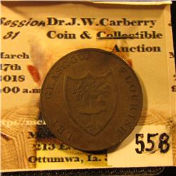 1791 Numquam Arescere (depicts River God), "Let Glascow Flourish" with Coat-of-Arms, D & H 2 Shearer