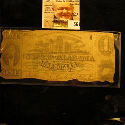 Jan. 1st, 1863 $1 "The State of Alabama" Bank note.