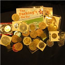 Nice Group of encased Coins, Medals, Tokens, & Wooden Nickels. At least one in original U.S. Mint ce