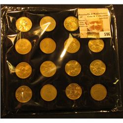 Felt Tray of (16) Native American Dollar Coins. ($16.00 face value).