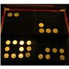 Image 3 : Cherry Wood glass topped case with brass handles containing (23) Quarters; (8) Presidential Dollars,